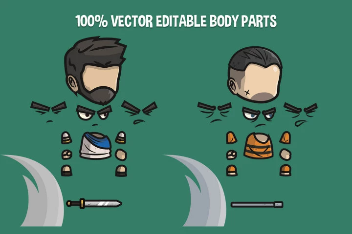 4 Chibi Character 2D Sprites