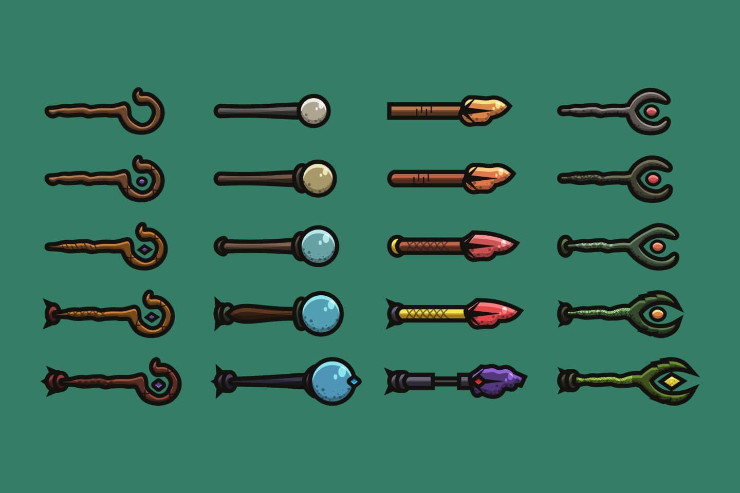 Free Staves D Weapon Pack Craftpix Net