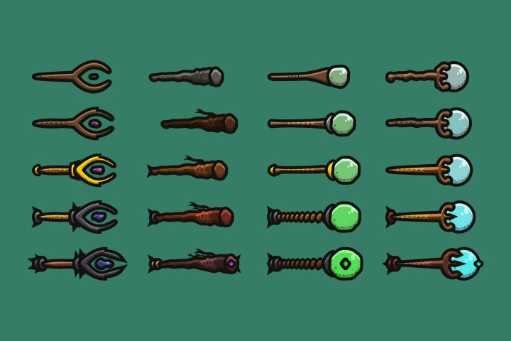 Free Staves 2D Weapon Pack - CraftPix.net