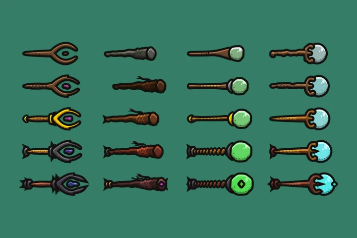 Free Staves 2D Weapon Pack