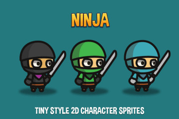 Ninja Tiny Style 2D Character Sprites