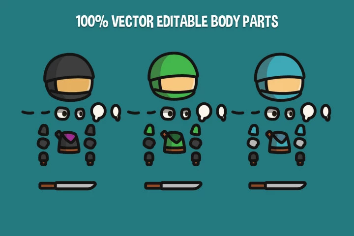 Ninja Tiny Style 2D Character Sprites