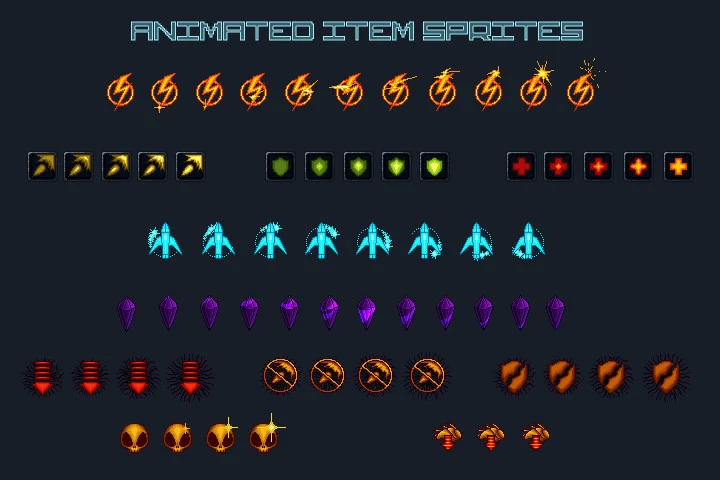 Pixel Art Space Shooter Game Tileset