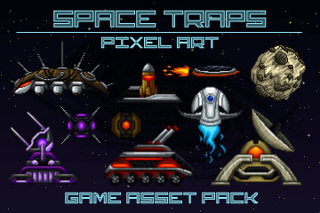 Pixel Art Space Trap Game Asset Pack