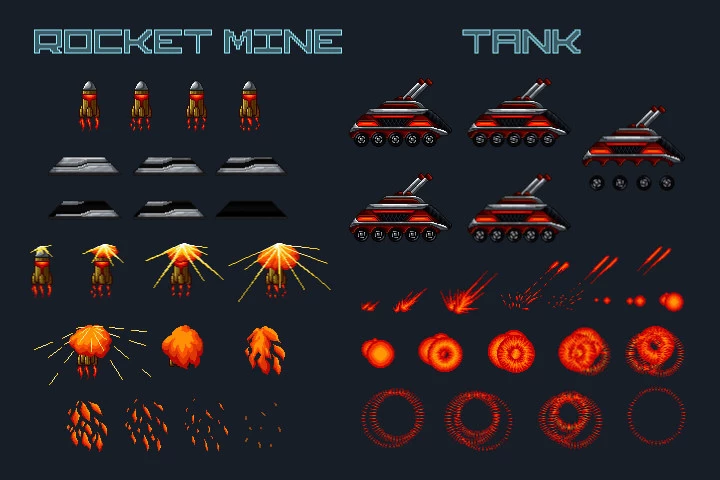 Pixel Art Space Trap Game Asset Pack
