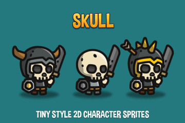 Skull Tiny Style 2D Character Sprites
