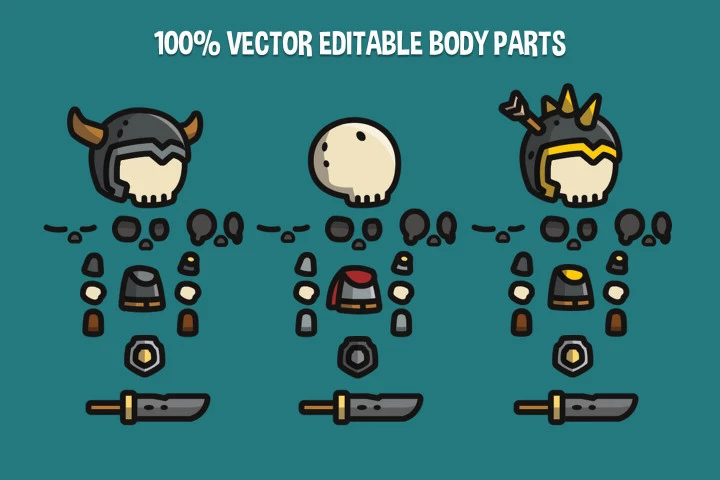 Skull Tiny Style 2D Character Sprites