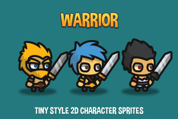 Warrior Tiny Style 2D Character Sprites