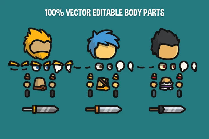 Warrior Tiny Style 2D Character Sprites