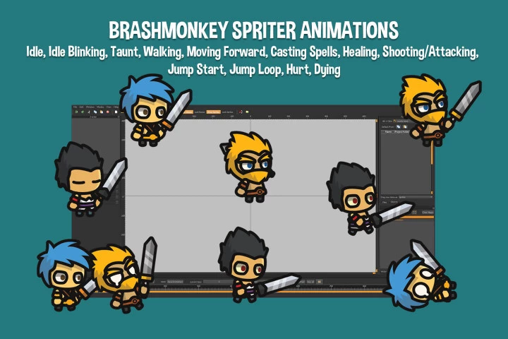 Warrior Tiny Style 2D Character Sprites