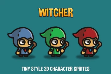 Witcher Tiny Style 2D Character Sprites