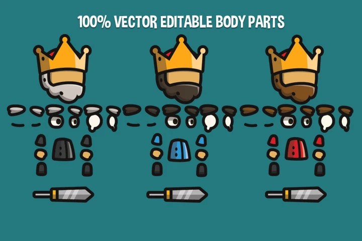 King Tiny Style 2D Character Sprites