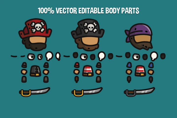 Pirate Tiny Style 2D Character Sprites