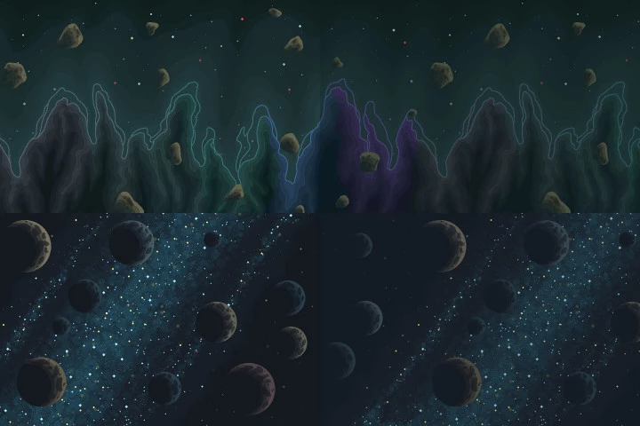 Pixel Art Space 2D Game Backgrounds