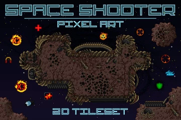 Pixel Art Space Shooter 2D Tileset