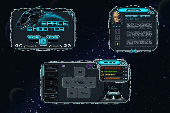 Pixel Art Space Shooter GUI