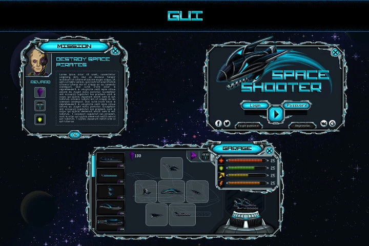 Space Shooter Creation Kit Pixel Art