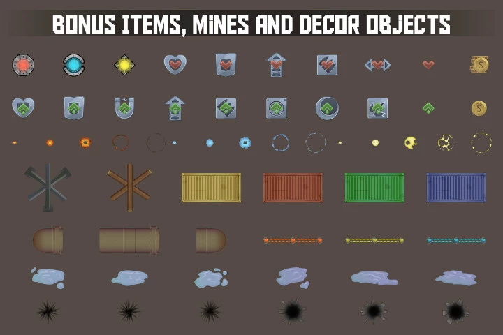 Free Objects and Items for 2D Tank Game