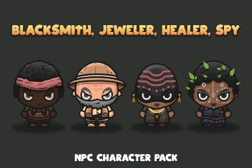 NPC Character Pack: Blacksmith, Jeweller, Healer, Spy