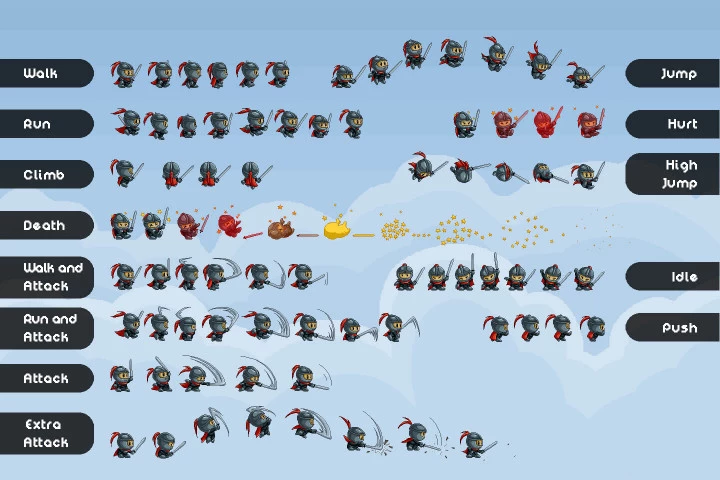 Pixel Art Fantasy Game Main Heroes