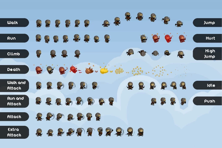 Pixel Art Fantasy Game Main Heroes