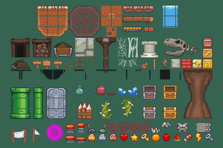 Seamless Mine Area 2D Game Tileset