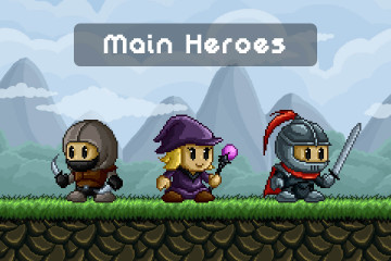 Pixel Art Fantasy Game Main Heroes