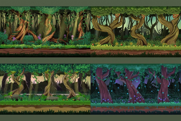 Cartoon Jungle Game Backgrounds
