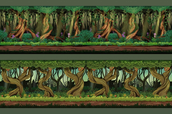 Cartoon Jungle Game Backgrounds