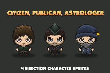 Citizen, Publican, Astrologer 4-Direction Character Sprites