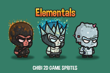 Elemental Chibi 2D Game Sprites