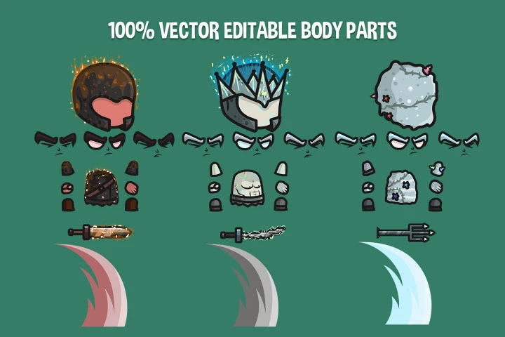 Elemental Chibi 2D Game Sprites