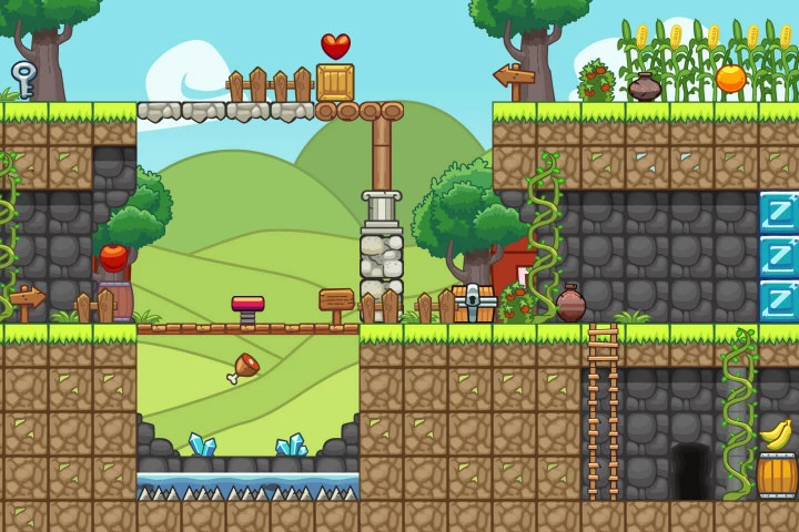 Farm Platformer Level Game Tileset