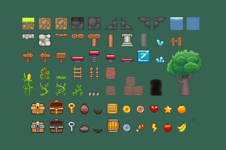Farm Platformer Level Game Tileset
