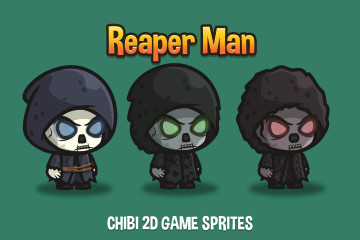 Free Reaper Man Chibi 2D Game Sprites