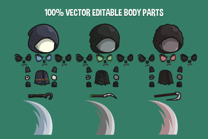 Free Reaper Man Chibi 2D Game Sprites