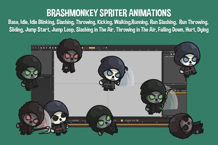 Free Reaper Man Chibi 2D Game Sprites