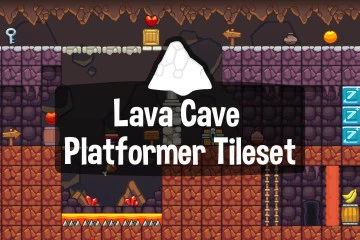 Lava Cave Platformer Level Tileset
