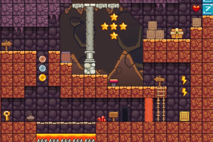 Lava Cave Platformer Level Tileset