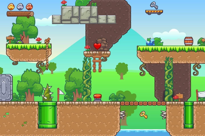 Seamless Hill Platformer Game Tileset