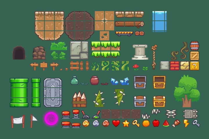 Seamless Hill Platformer Game Tileset