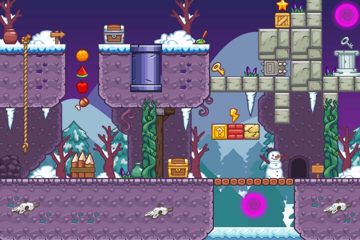 Seamless Snow Area Platformer 2D Tileset