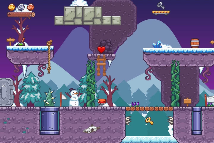 Seamless Snow Area Platformer 2D Tileset