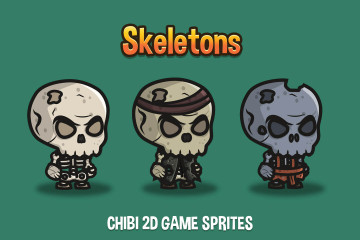 Skeleton Chibi 2D Game Sprites
