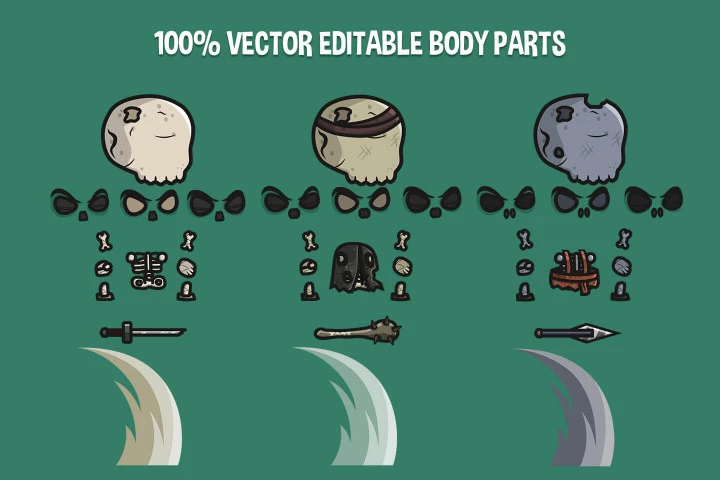 Skeleton Chibi 2D Game Sprites