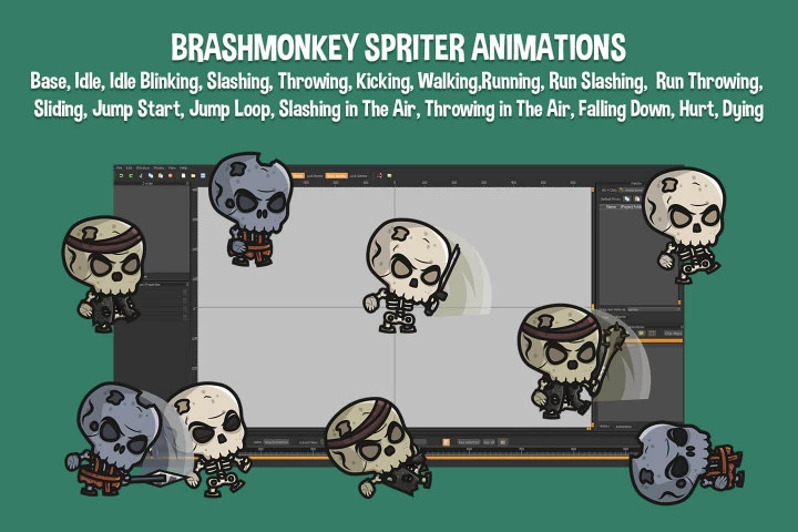 Skeleton Chibi 2D Game Sprites