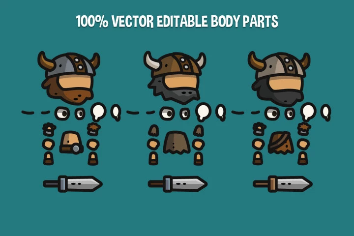 Viking Tiny Style 2D Character Sprites