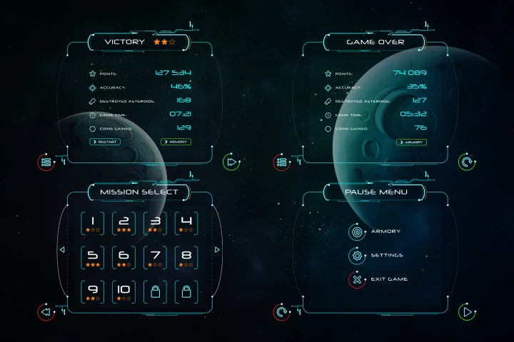 Asteroids Crusher 2D Game Kit