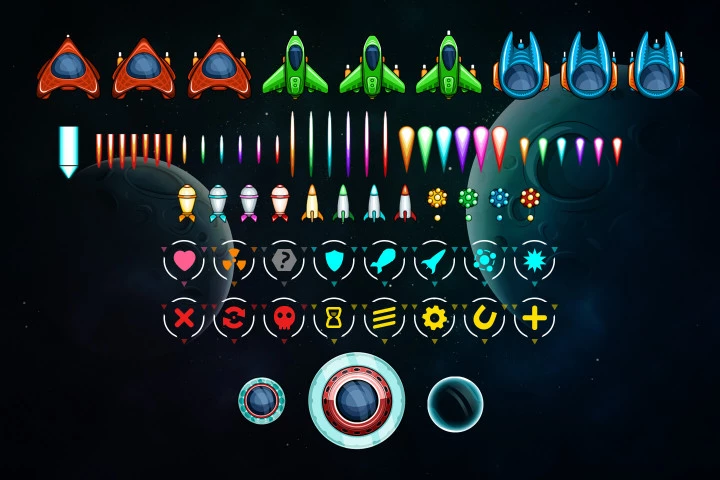 Asteroids Crusher 2D Game Kit