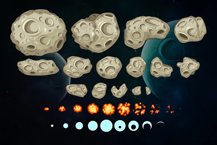 Asteroids Crusher 2D Game Kit